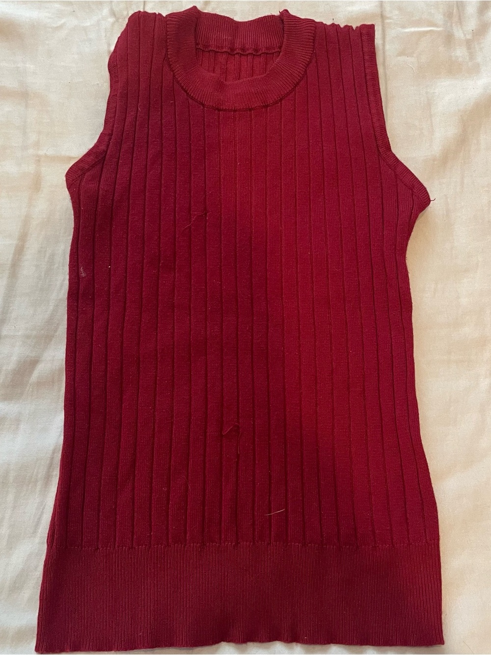 Sleeveless Ribbed Knit Tank - Deep Berry